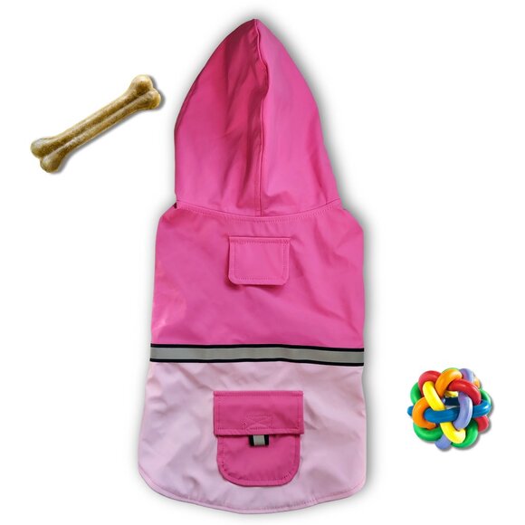 Berkshire Polartec Small Dog Rain Jacket – Pink Hooded Waterproof Coat - Picture 1 of 8